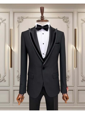 SUIT SARTORIA SİYAH SİVRİ ÇIKMA YAKA DAMATLIK 5063