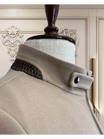 SUIT SARTORIA Erkek Açık Kahverengi Dik Yaka Fermuarlı Mont