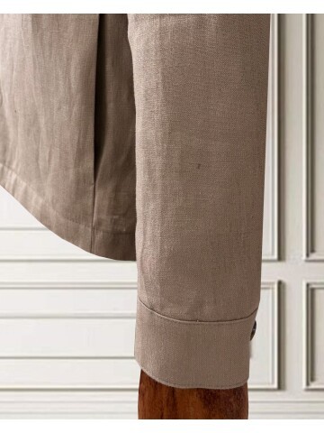 Bej Keten Safari Takım Elbise