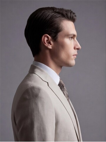 Açık Bej Mono Yaka İki Düğmeli Takım Elbise