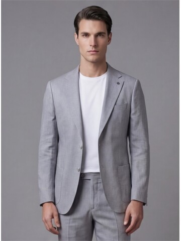 Light Grey Comfort Fit Notch Lapel Patch Pocket Suit