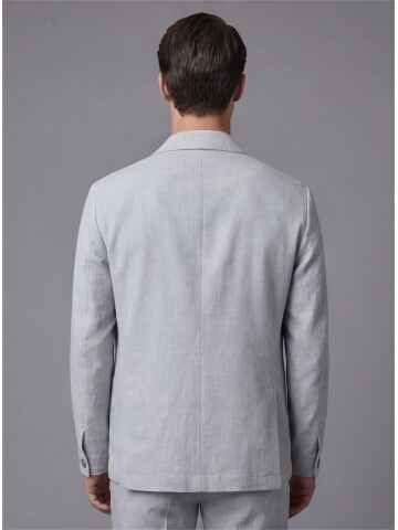 Light Grey Shirt Collar Buttoned Patch Pocket Suit