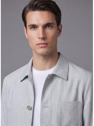 Light Grey Shirt Collar Buttoned Patch Pocket Suit