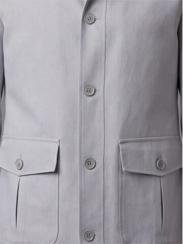 Light Grey Shirt Collar Buttoned Patch Pocket Suit