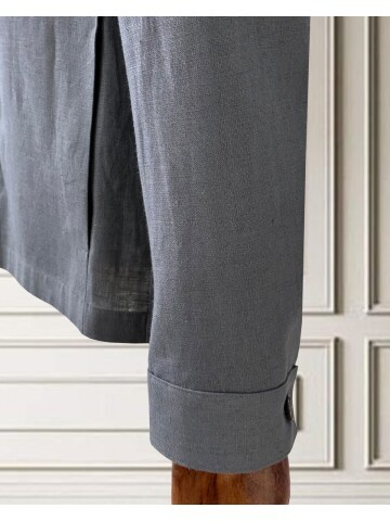 Açık Gri Keten Safari Takım Elbise