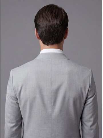 Açık Gri Mono Yaka İki Düğmeli Takım Elbise