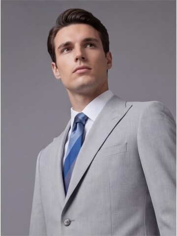 Açık Gri Sivri Yaka İki Düğmeli Slim Fit Takım Elbise