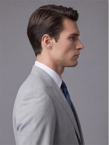 Açık Gri Sivri Yaka İki Düğmeli Slim Fit Takım Elbise