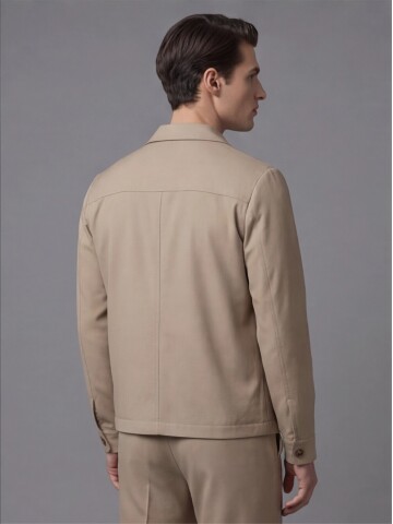 Açık Kahverengi Gömlek Yaka Spor Takım Elbise