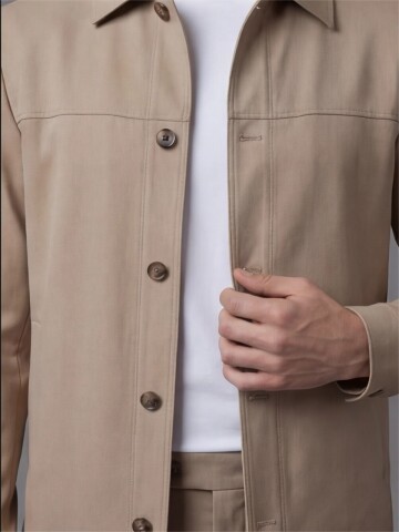 Açık Kahverengi Gömlek Yaka Spor Takım Elbise