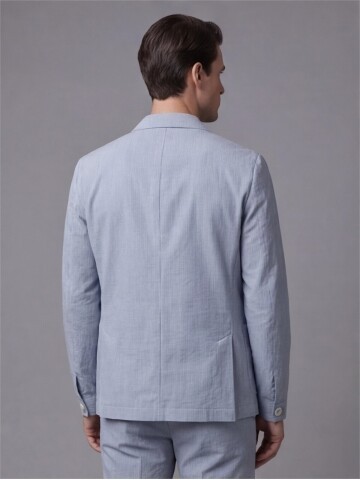 Light Blue Shirt Collar Buttoned Patch Pocket Suit