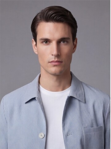 Light Blue Shirt Collar Buttoned Patch Pocket Suit