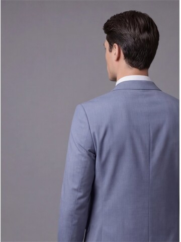 Açık Mavi Mono Yaka İki Düğmeli Takım Elbise