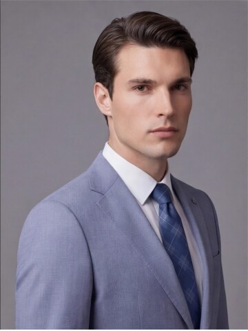 Açık Mavi Mono Yaka İki Düğmeli Takım Elbise