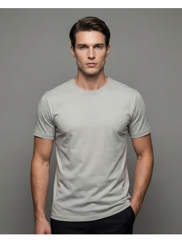 Açık Yeşil Basic Bisiklet Yaka Kısa Kollu T-shirt