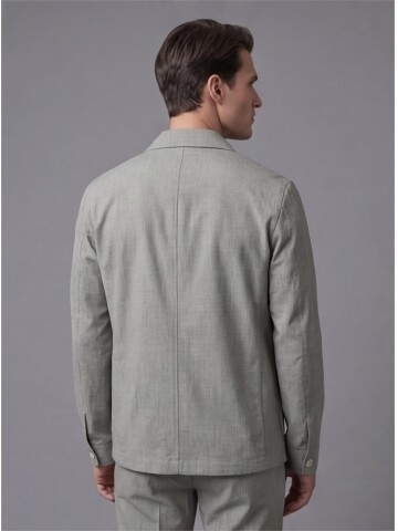 Light Green Shirt Collar Buttoned Patch Pocket Suit