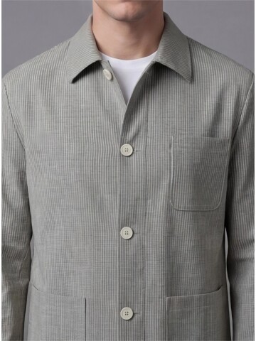 Light Green Shirt Collar Buttoned Patch Pocket Suit