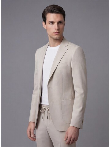 Bej Mono Yaka Performans Takım Elbise