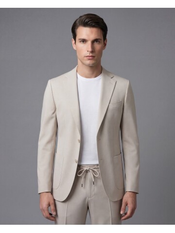 Bej Mono Yaka Performans Takım Elbise