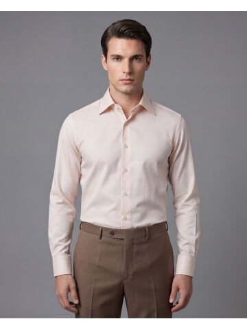 Bej Slim Fit Büyük Klasik Yaka Gömlek