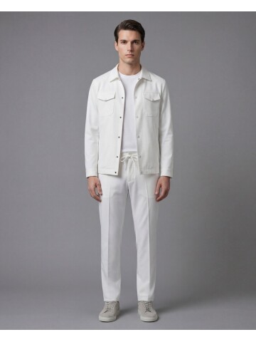 Mens White Safari Pocket Sport Suit – Comfort Fit Performance Model