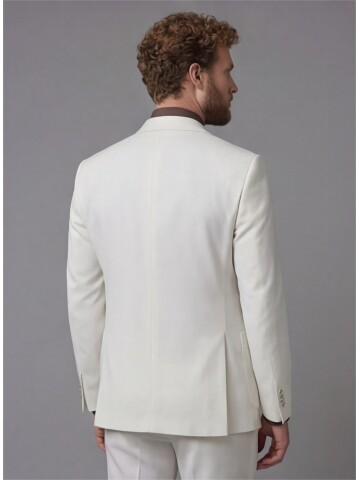 White Slim Fit Notch Lapel Suit with Patch Pockets