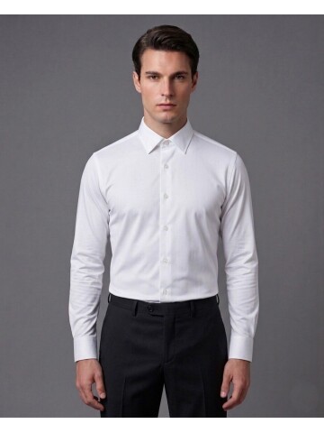 White Long Sleeve Stretch Polyamide Shirt