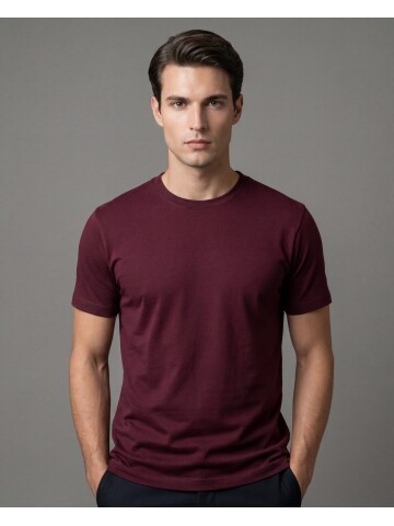 Burgundy Crew Neck Short Sleeve Knit