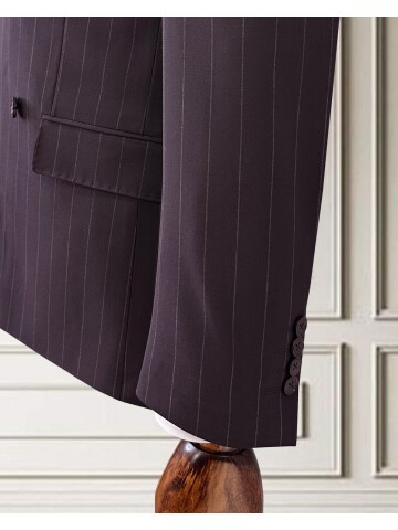 Burgundy Pinstripe Double-Breasted Men’s Suit
