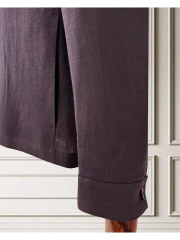 Bordo Keten Safari Takım Elbise