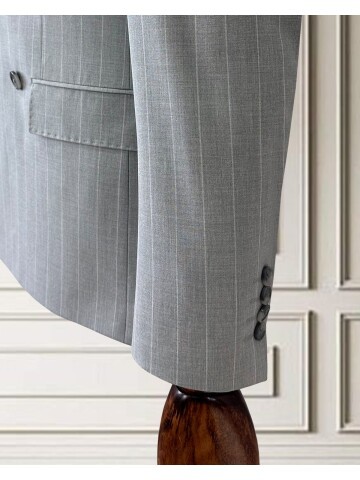 Grey Pinstripe Double-Breasted Men’s Suit