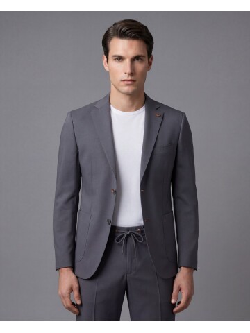 Gri Mono Yaka Performans Takım Elbise