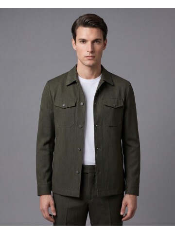 Haki İki Cep Çıt Çıt Kapaklı Performans Takım Elbise