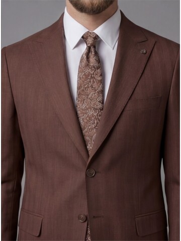 Terracotta Peak Lapel Comfort Fit Fully Lined Suit