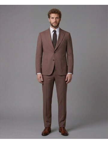 Terracotta Slim Fit Peak Lapel Patch Pocket Mens Suit