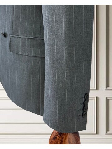 Light Grey Pinstripe Double-Breasted Men’s Suit