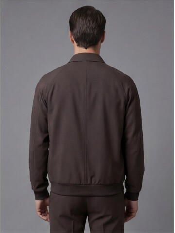 Dark Brown Zip-Up Shirt Collar Smart Tracksuit