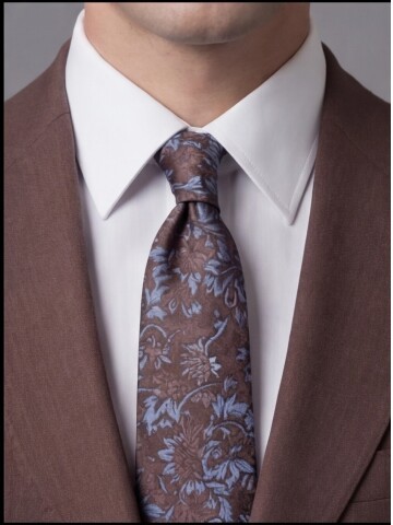 Koyu Kahverengi Sivri Yaka İki Düğmeli Slim Fit Takım Elbise