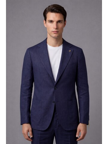 Dark Blue Comfort Fit Notch Lapel Patch Pocket Suit