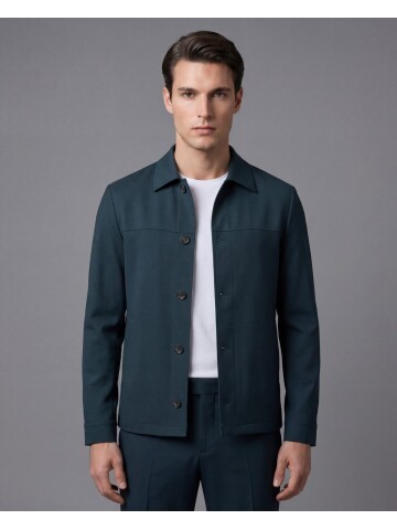 Koyu Yeşil Gömlek Yaka Spor Takım Elbise