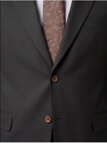 Koyu Yeşil Mono Yaka İki Düğmeli Takım Elbise