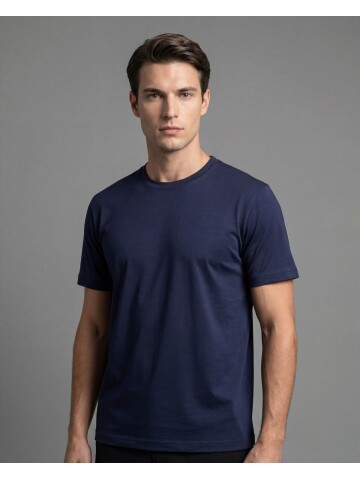 Lacivert Basic Bisiklet Yaka Kısa Kollu T-shirt