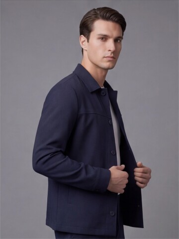 Lacivert Gömlek Yaka Spor Takım Elbise