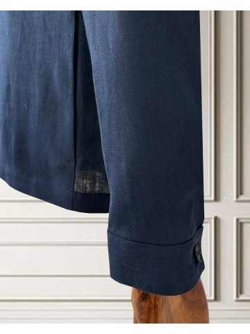 Lacivert Keten Safari Takım Elbise