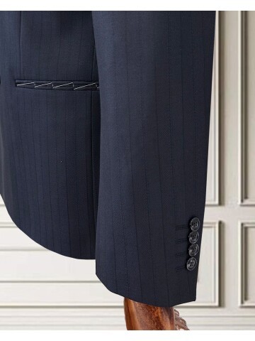 Navy Blue Pinstripe Double-Breasted Suit