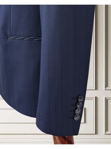 Navy Blue Pinstripe Double-Breasted Suit