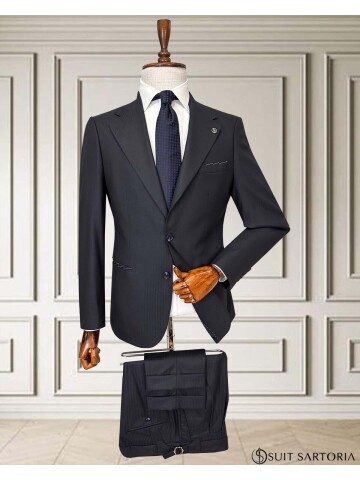 Navy Blue Mono Lapel Men’s Suit