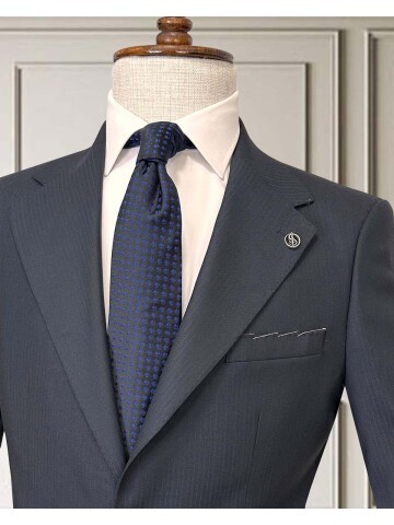 Navy Blue Mono Lapel Men’s Suit