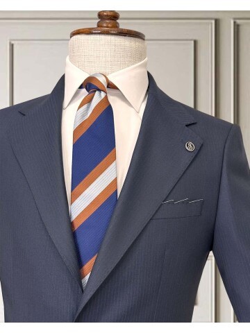 Navy Blue Mono Lapel Men’s Suit