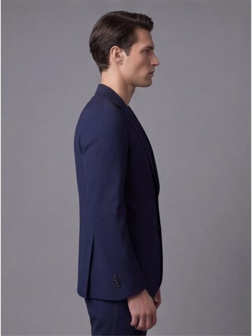 Lacivert Mono Yaka İki Düğmeli Takım Elbise